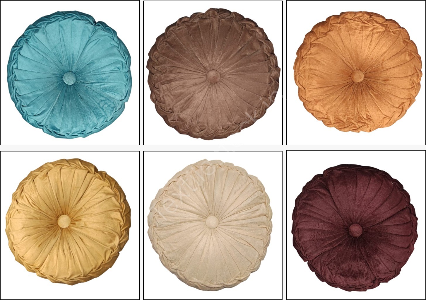 Cotton Filled Velvet Fabric Round Pillow Stock Offer # 3244