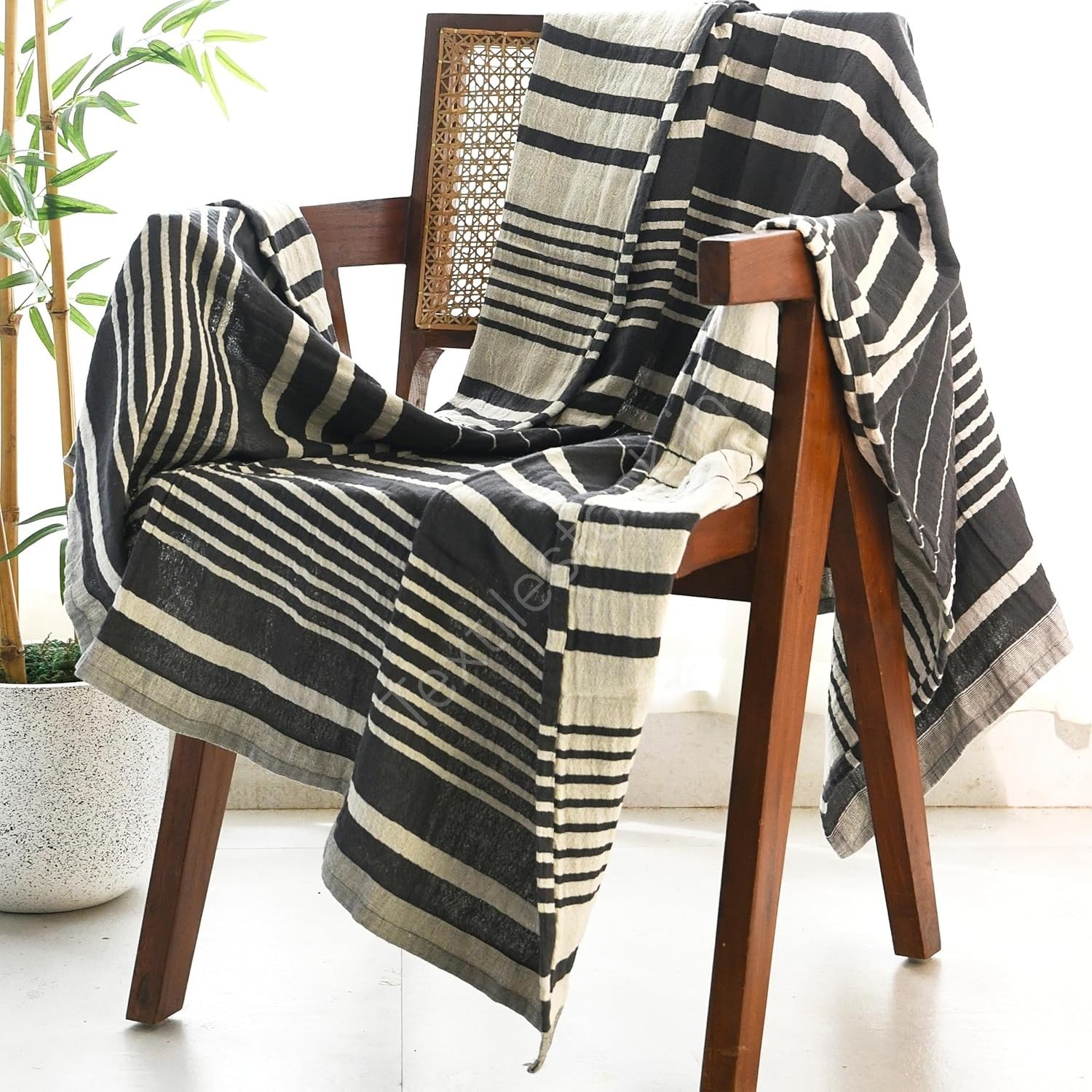 TS-0015 # 100% Recycled Cotton Checkered Throws Stock