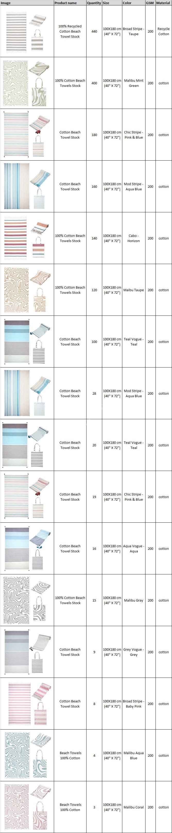 TS-003# 100% Cotton Beach Towels Stock