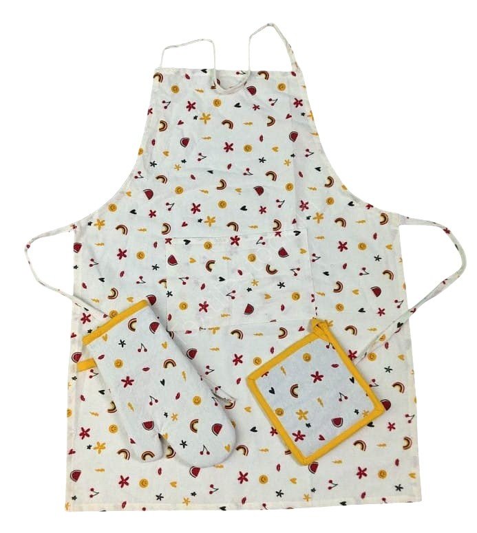 Offer # 3191- 3 pc Kithen Set- Apron, Oven Mitt + Pot Holder Stock