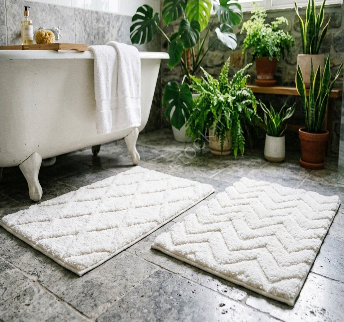 Offer # 3200- 100% Cotton Bathmat With TPR Backing Stock