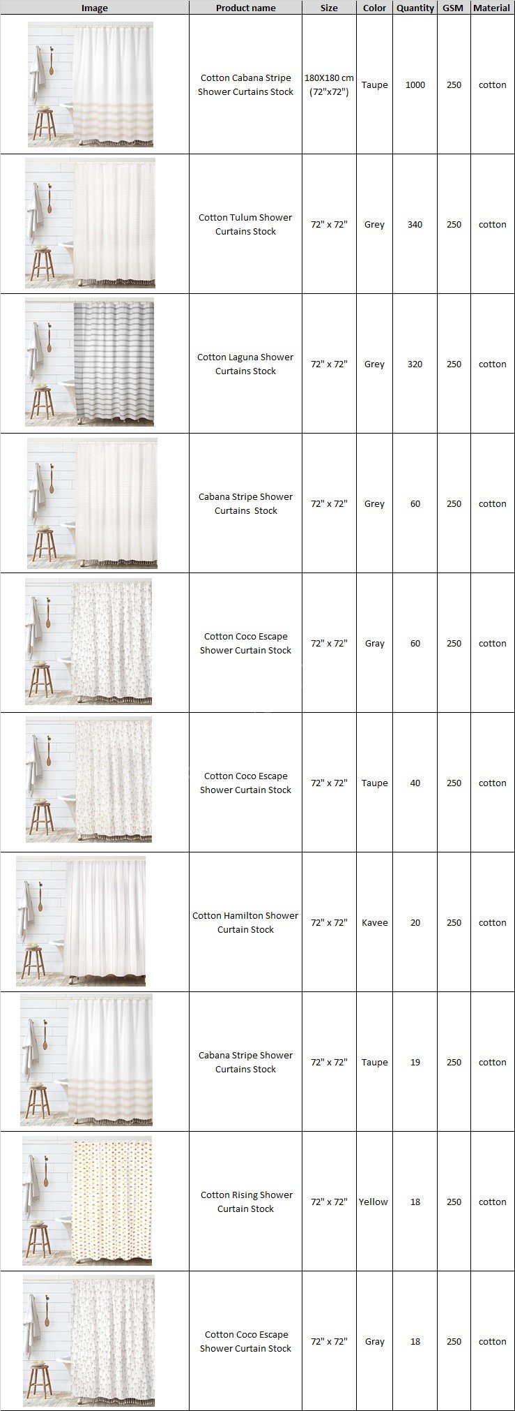 TS-0011# Cotton Shower Curtains Stock