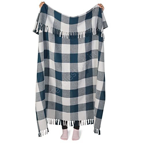 TS-0015 # 100% Recycled Cotton Checkered Throws Stock