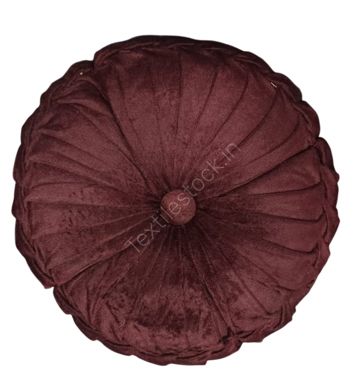 Cotton Filled Velvet Fabric Round Pillow Stock Offer # 3244