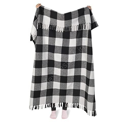 TS-0015 # 100% Recycled Cotton Checkered Throws Stock