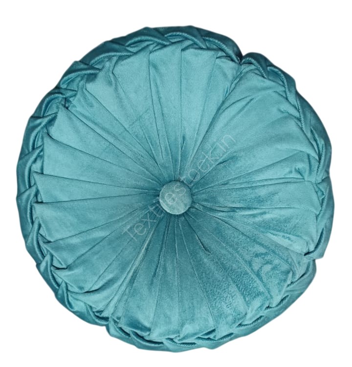 Cotton Filled Velvet Fabric Round Pillow Stock Offer # 3244