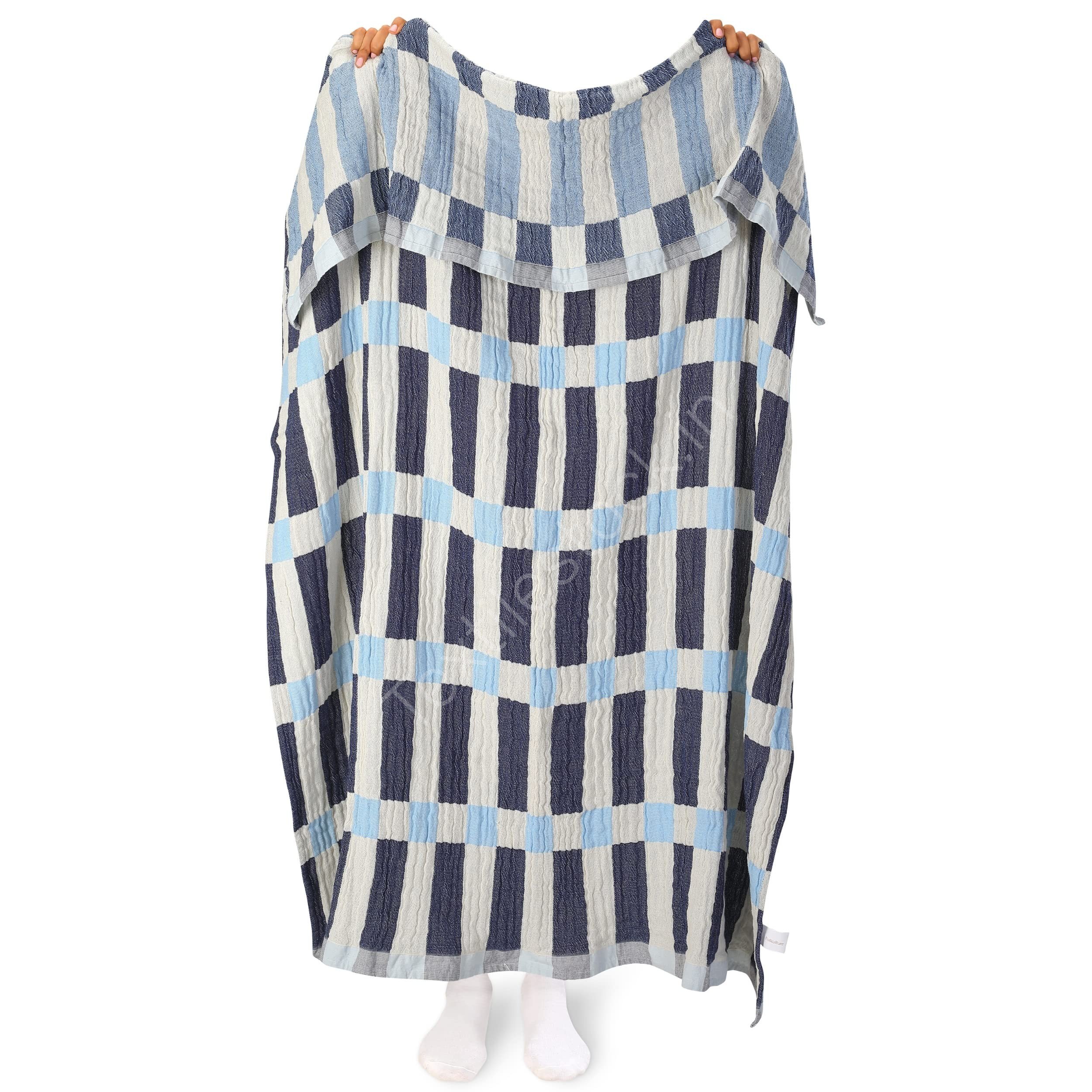TS-0015 # 100% Recycled Cotton Checkered Throws Stock