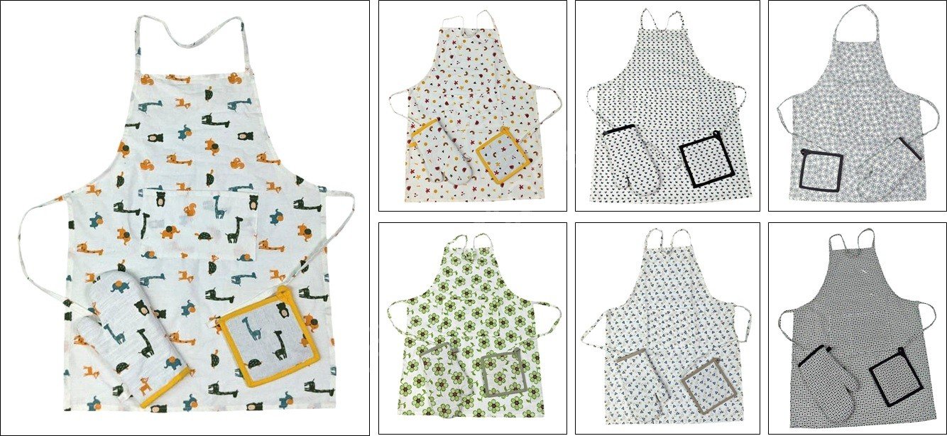 Offer # 3191- 3 pc Kithen Set- Apron, Oven Mitt + Pot Holder Stock
